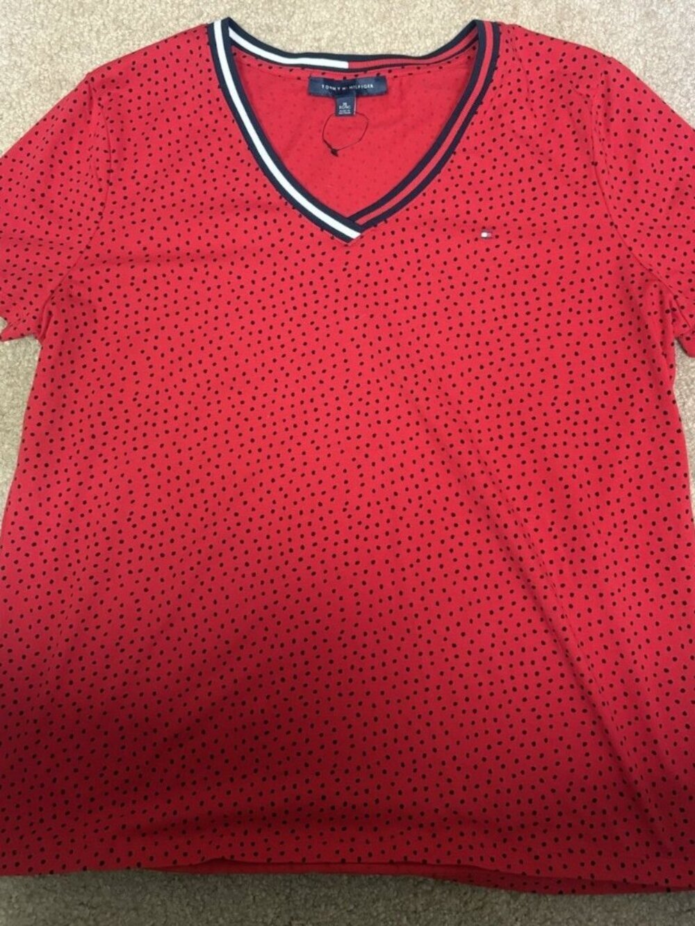 Tommy Hilfiger Flag Logo Red T Shirt Size XL